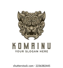 Komainu Lion Logo Design Vector Illustration Template