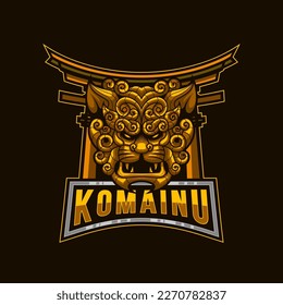 Komainu Lion Logo. Komainu Lion mascot logo design with modern illustration concept style for badge. Angry Captain Pirate illustration for sport and esport team.