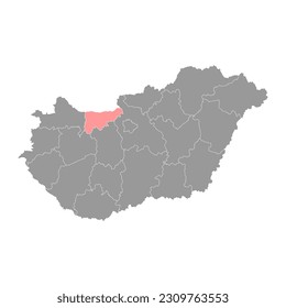 Komarom Esztergom county map, administrative district of Hungary. Vector illustration.