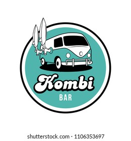 Kombi Surf Beach Bar vector emblem logo illustration