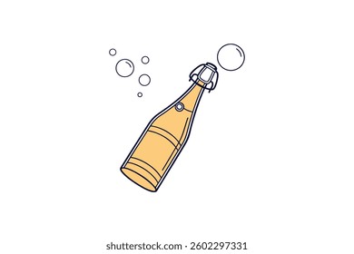 a kombucha bottle with a single bubble rising clip art vector illustration