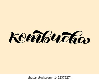Kombucha brush brush lettering. Vector illustration for banner or packing
