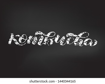 Kombucha brush brush lettering. Vector illustration for banner or packing