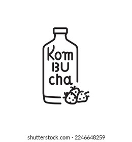 Kombucha hausgemachter Tee in Flaschenfarbe Symbol. japanisches fermentiertes Produkt.