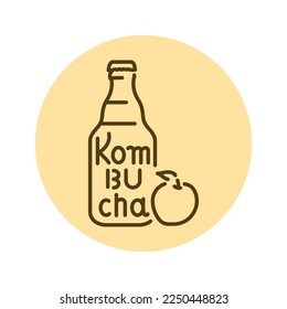 Kombucha hausgemachter Tee in Flaschenfarbe Symbol. japanisches fermentiertes Produkt.