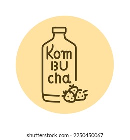 Kombucha hausgemachter Tee in Flaschenfarbe Symbol. japanisches fermentiertes Produkt.