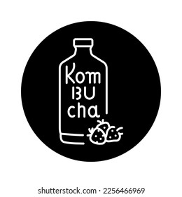 Kombucha hausgemachter Tee in Flaschenfarbe Symbol. japanisches fermentiertes Produkt.