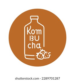 Kombucha hausgemachter Tee in Flaschenfarbe Symbol. japanisches fermentiertes Produkt.