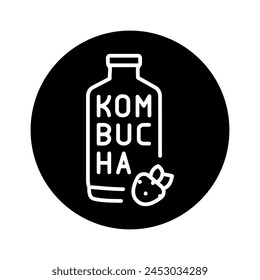 Kombucha homemade tea in bottle color line icon. Japanese fermented product.