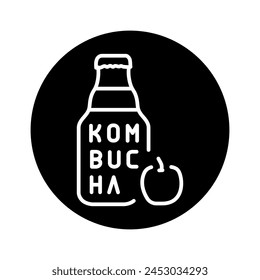 Kombucha homemade tea in bottle color line icon. Japanese fermented product.