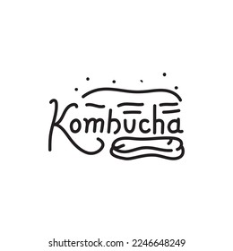 Kombucha hausgemachte Teeauszeichnungsfarbe Symbol. japanisches fermentiertes Produkt.