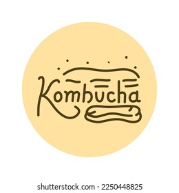 Kombucha hausgemachte Teeauszeichnungsfarbe Symbol. japanisches fermentiertes Produkt.