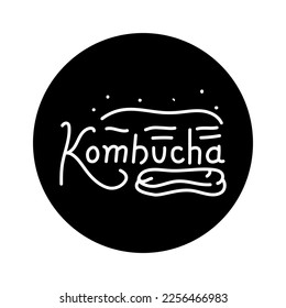 Kombucha hausgemachte Teeauszeichnungsfarbe Symbol. japanisches fermentiertes Produkt.