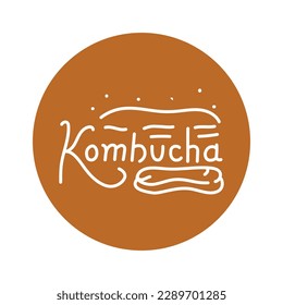 Kombucha hausgemachte Teeauszeichnungsfarbe Symbol. japanisches fermentiertes Produkt.