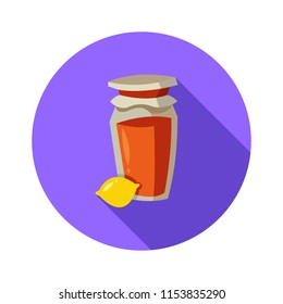 Kombucha icon in jar with lemon. Flat vector illustration.