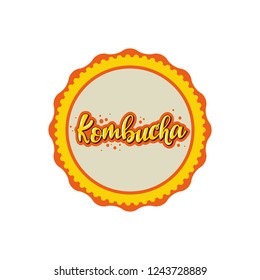 Kombucha lettering badge design. Vector illustration.