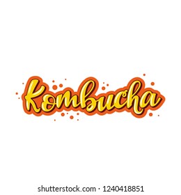 Kombucha lettering logo design. Vector illustration.