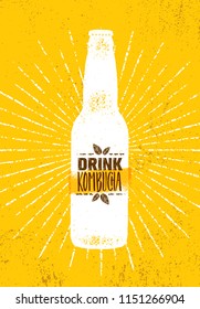 Kombucha Tea Cervecería Natural Healthy Soft Drink Concepto de Ilustración. Vector De Alimentos De Nutrición Bio Raw Ilustración En Fondo Texturado.