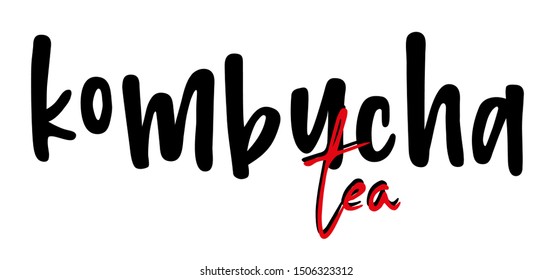 kombucha tea with creatif font design.