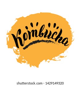 Kombucha tea typography logo. Modern lettering style text for menu, package design, poster, banner, sticker. Vector eps 10. 