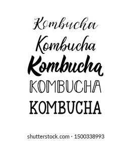 Kombucha. Vector illustration. Lettering. Ink illustration. Kombucha healthy fermented probiotic tea.