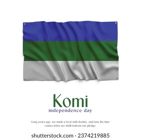 Komi Flag, Celebrating Independence Day. Abstract waving flag on white background Country Flag.