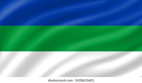 Komi flag waving. Background. Vector