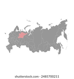 Komi map, administrative division of Russia. Vector illustration.