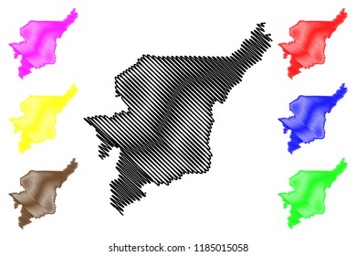 Komi Republic (Russia, Subjects of the Russian Federation, Republics of Russia) map vector illustration, scribble sketch Komi map