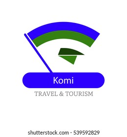 Komi The Travel Destination logo - Vector travel company logo design - Country Flag Travel and Tourism concept t shirt graphics - vector illustration
