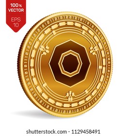 Komodo. 3D isometric Physical coin. Digital currency. Cryptocurrency. Golden coin with Komodo symbol isolated on white background. Vector illustration.