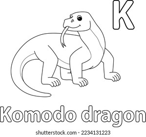 Komodo Dragon Alphabet ABC Isolated Coloring K