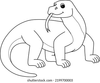 Komodo Dragon Animal Isolated Coloring Page 