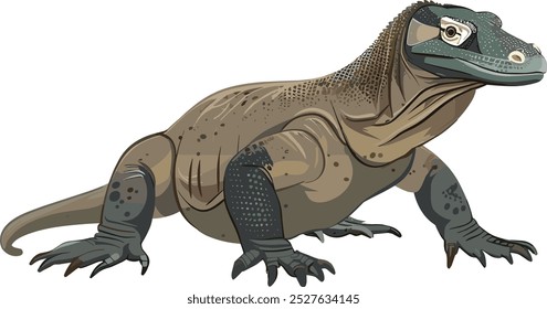 Komodo Dragon Cartoon and Cute Wild Animals. Flat Vector Illustrations in Fun Children's Style