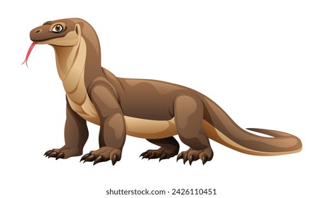 Komodo dragon cartoon vector illustration isolated on white background