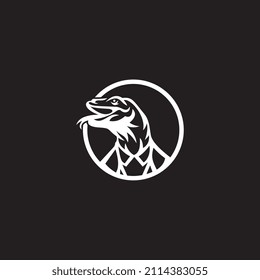 Komodo dragon emblem badge logo template in vector illustration, featuring a fierce and powerful design—perfect for adventure brands, security teams, sports logos, or bold and exotic brand identities.