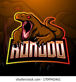 Komodo dragon esport logo mascot design 