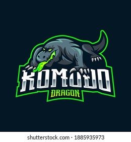 Komodo Dragon ESport Mascot Logo Design Illustration Vector	