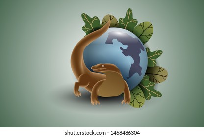 Komodo dragon, the exotic giant lizard in the world