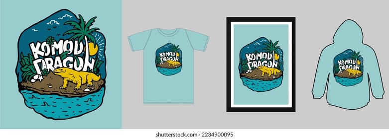 Komodo Dragon Graphic Design Vector for Street Wear and Urban Style. T-Shirt labuan bajo, komodo, holiday, indonesia, t-shirt design