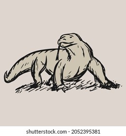 komodo dragon hand drawn, editable vector file for your brand, logo, icon, or all of your graphic needs.