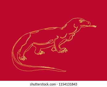 Komodo Dragon Illustration Indonesia Endemic Animal Stock Vector ...