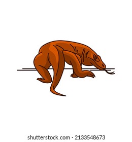 Komodo dragon illustration, the largest lizard on Earth. concept in cartoon illustration vector