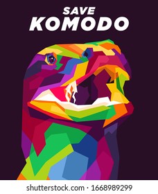 Komodo Dragon Illustration Style Pop Art Portrait