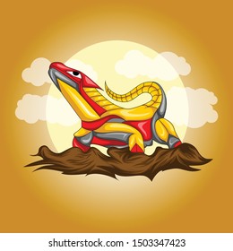 komodo dragon illustration for wallpaper and suitable to be applied to the print media (T-shirts, art print, etc.)
