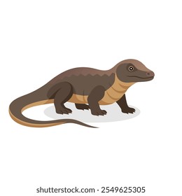 
Ilustração isolada do vetor plano do Dragão de Komodo no fundo branco