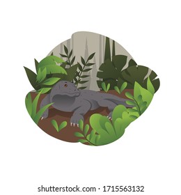Komodo Dragon In Jungle Illustration