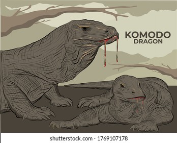 Komodo Dragon, The large monitor lizard species found on Komodo Island, Indoensia