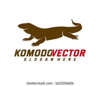 Komodo dragon logo design template. Graphic animal illustration.