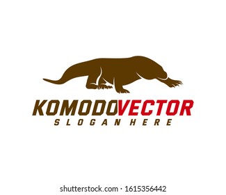Komodo dragon logo design template. Graphic animal illustration.